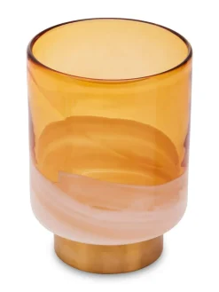 Fifty Five South Amber Cleo Glass Vase with Gold Finishing