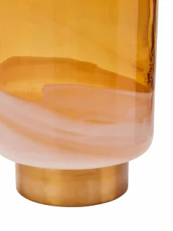 Fifty Five South Amber Cleo Glass Vase with Gold Finishing
