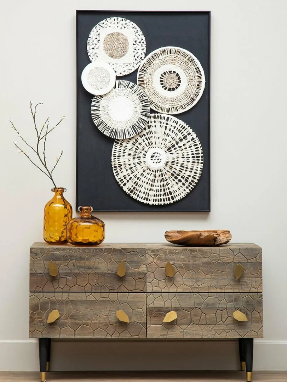 Fifty Five South Amber Huda Tall Glass Bottle Vase^ Vases