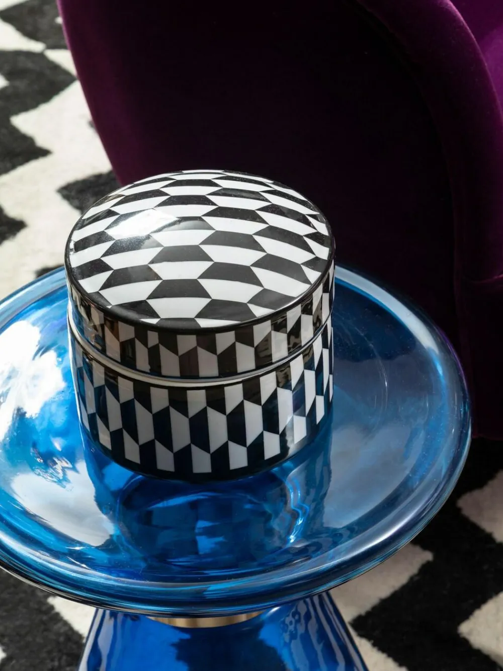 Discount Fifty Five South Black White Marlo Ceramic Trinket Box with Lid