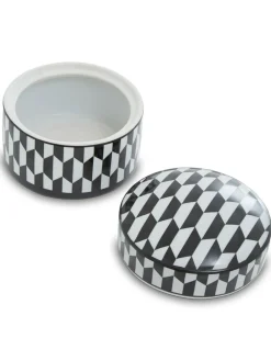 Discount Fifty Five South Black White Marlo Ceramic Trinket Box with Lid