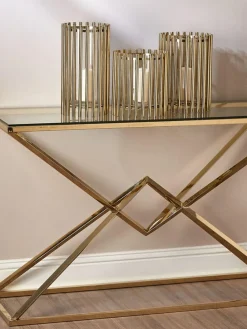 Fifty Five South Gold Martina Hurricane Steel/Glass Candle Holder^ Candle Holders & Lanterns