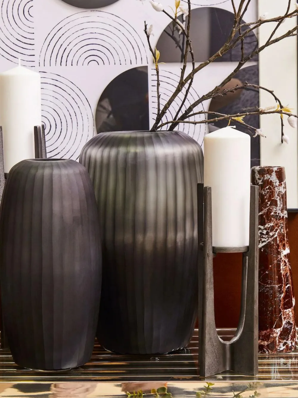 Outlet Fifty Five South Grey Hessa Glass Vase