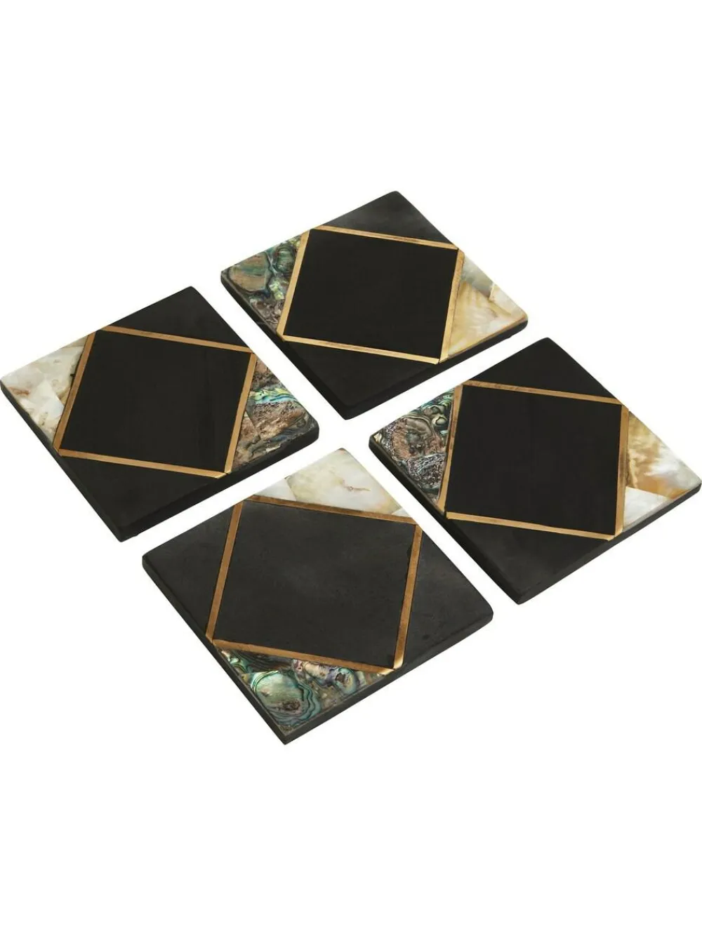 Fifty Five South Set of 4 Black/Gold Oriana Coasters^ Ornaments