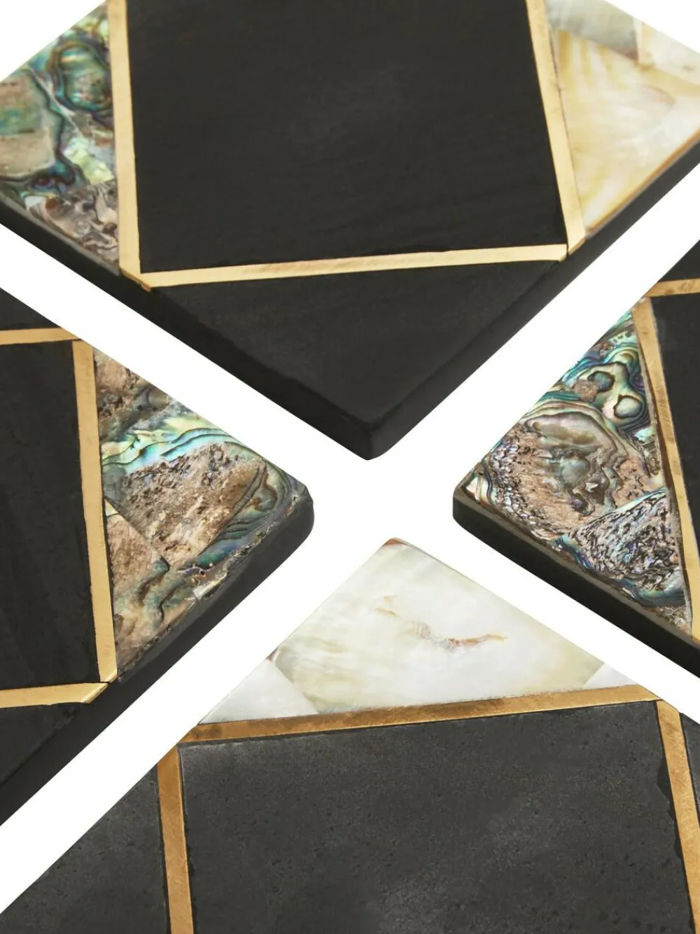 Fifty Five South Set of 4 Black/Gold Oriana Coasters^ Ornaments