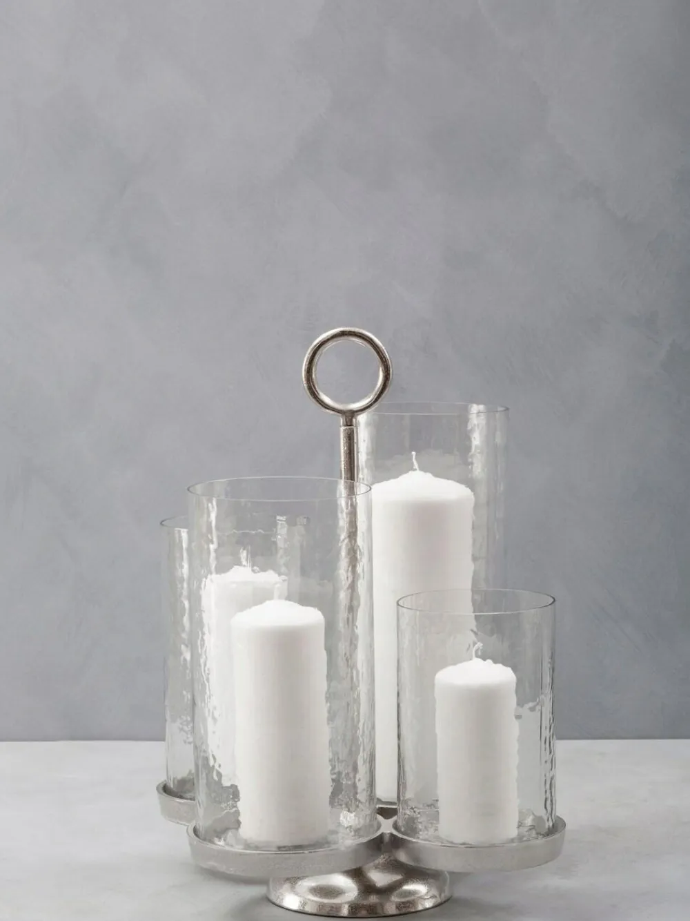 Fifty Five South Silver Glass Candle Holder^ Candle Holders & Lanterns