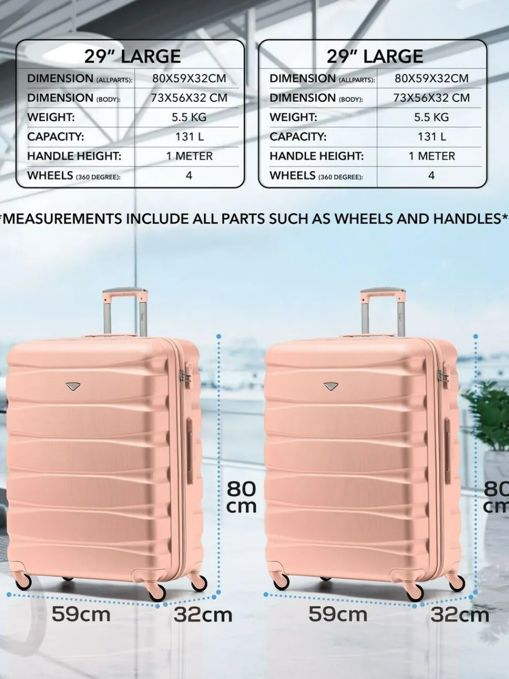 Online CABIN PRO Flight Knight Large Pink Check In Hold Luggage Hardcase Travel Suitcases Set Of 2