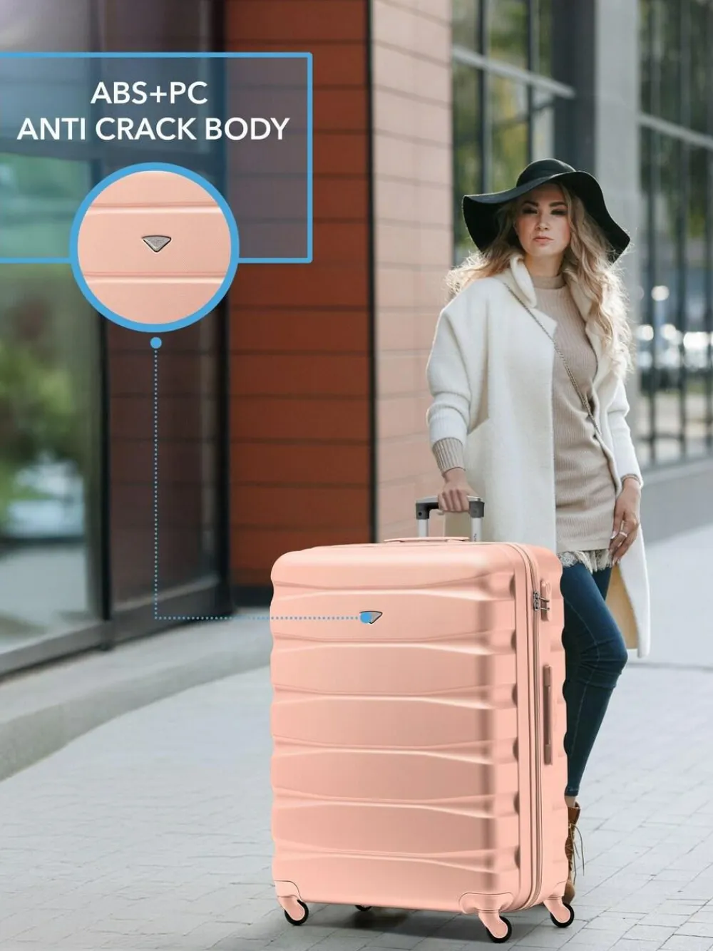 Online CABIN PRO Flight Knight Large Pink Check In Hold Luggage Hardcase Travel Suitcases Set Of 2