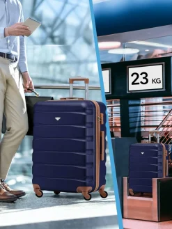 CABIN PRO Flight Knight Medium Blue Check In Hold Luggage Hardcase Travel Suitcases Set Of 2^Women Luggage