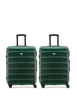 CABIN PRO Flight Knight Medium Green Check In Hold Luggage Hardcase Travel Suitcases Set Of 2