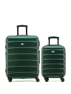 CABIN PRO Flight Knight Medium Green Check In & Small Carry On Hardcase Travel Suitcases Set Of 2^Women Luggage