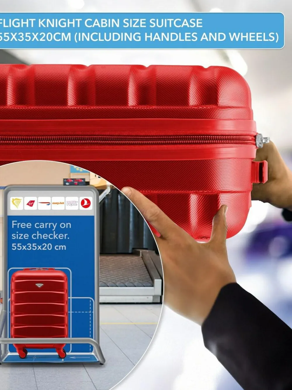 Hot CABIN PRO Flight Knight Medium Red Check In & Small Carry On Hardcase Travel Suitcases Set Of 2