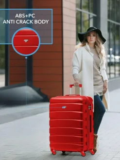 Hot CABIN PRO Flight Knight Medium Red Check In & Small Carry On Hardcase Travel Suitcases Set Of 2