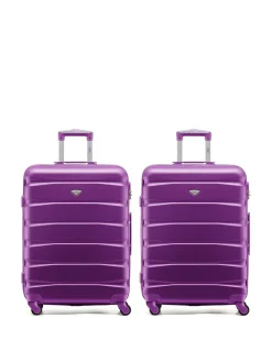 Hot CABIN PRO Flight Knight Purple Set of 2 Medium Check-In Hold Luggage Hardcase Travel Suitcases