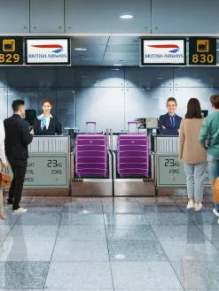 Hot CABIN PRO Flight Knight Purple Set of 2 Medium Check-In Hold Luggage Hardcase Travel Suitcases