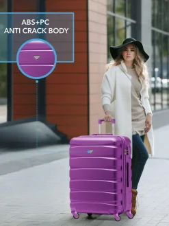 Hot CABIN PRO Flight Knight Purple Set of 2 Medium Check-In Hold Luggage Hardcase Travel Suitcases