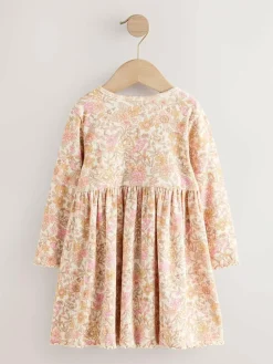 Online Next Floral Long Sleeve Ribbed Dress (3mths-7yrs)