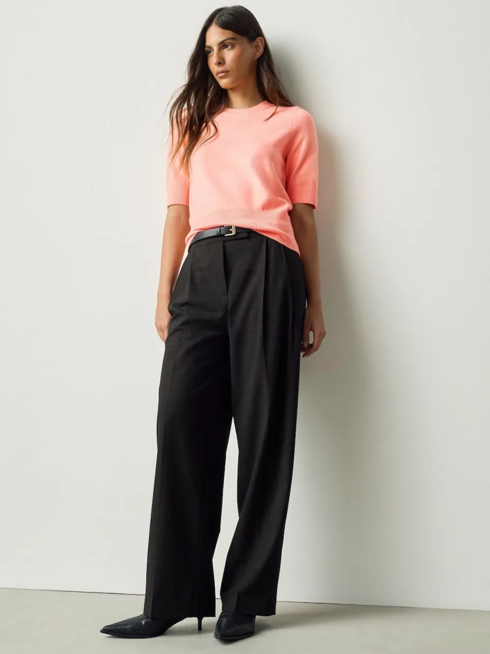 Clearance Next Fluro Coral Supersoft Short Sleeve Knitted Top