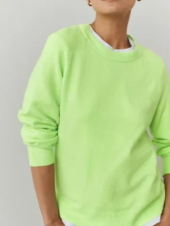 Next Fluro Green Supersoft Crew Neck Long Sleeve Jumper^Women Knitwear|Knitwear
