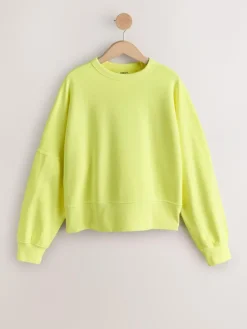 Discount Next Crew Neck Washed Sweatshirt Fluro Lime
