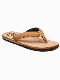 Outlet Foamlife Brown Mens Mully Cork Flip Flops