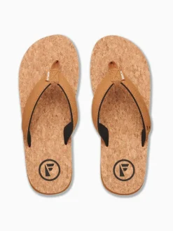 Outlet Foamlife Brown Mens Mully Cork Flip Flops