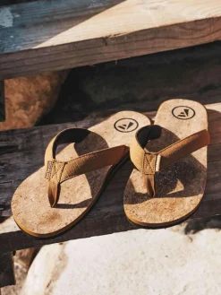 Outlet Foamlife Brown Mens Mully Cork Flip Flops