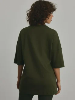 Next Forest Green Relaxed Fit Heavyweight Longline T-Shirt^Women Tops & T-Shirts