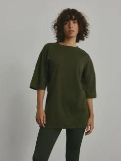 Next Forest Green Relaxed Fit Heavyweight Longline T-Shirt^Women Tops & T-Shirts