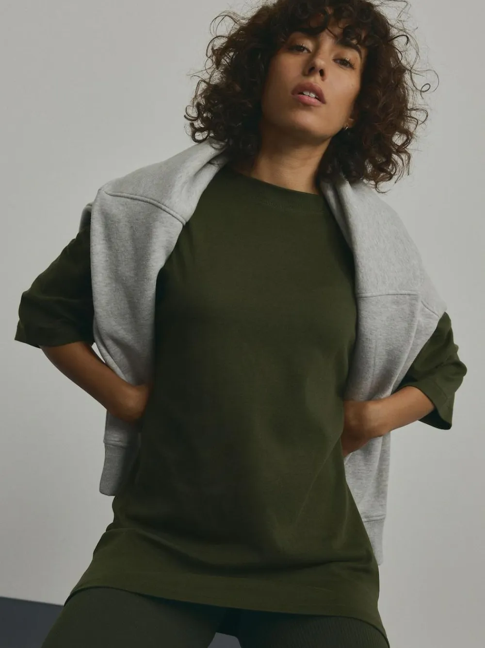 Next Forest Green Relaxed Fit Heavyweight Longline T-Shirt^Women Tops & T-Shirts