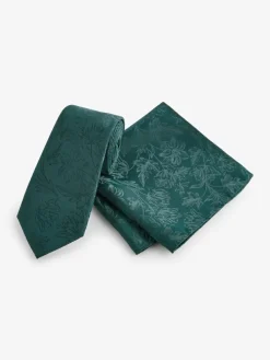 Best Next Forest Green Slim Tie And Pocket Square Set