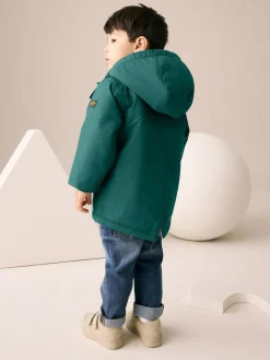 Best Next Forest Green Waterproof Borg Lined Parka Coat (3mths-7yrs)