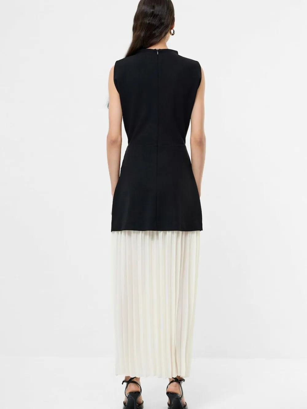 New French Connection Black Zion Pleated Skirt Dress