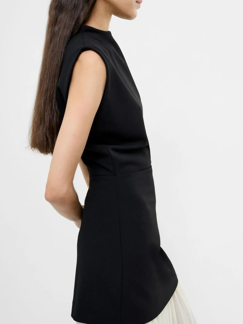New French Connection Black Zion Pleated Skirt Dress