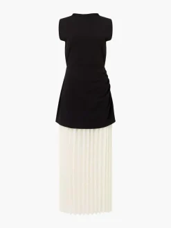 New French Connection Black Zion Pleated Skirt Dress