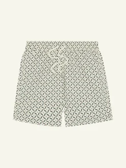 New Frescobol Carioca Rio Swim Shorts Natural Santos Lotus Print