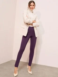 Online Friends Like These Sculpting Stretch Slim Trousers Berry Red