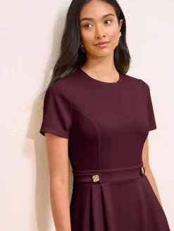 Friends Like These Tab Detail Short Sleeve Midi Tailored Dress^Women Occasion Dresses|Midi Dresses