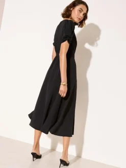 Friends Like These Ruched Short Sleeve Belted Midi Dress^Women Occasion Dresses|Midi Dresses