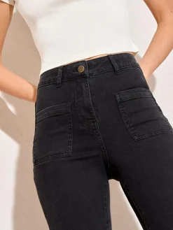 Friends Like These Black High Waist Pocket Flare Jeans^Women Jeans|Jeans