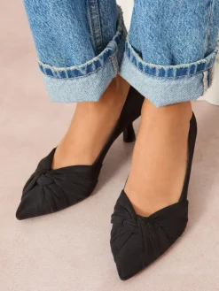 Friends Like These Standard Fit Twist Detail Kitten Heel Faux Suede Courts^Women Heels