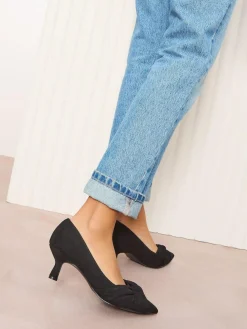 Friends Like These Standard Fit Twist Detail Kitten Heel Faux Suede Courts^Women Heels