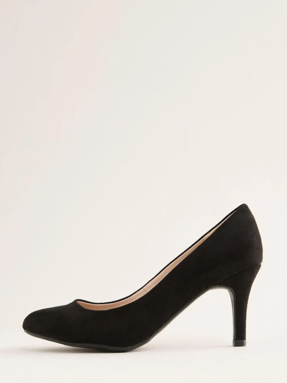Hot Friends Like These Black Standard Fit Low Stiletto Heel Round Toe Faux Suede Court Shoes