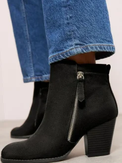 Friends Like These Wide Fit Stacked Heel Faux Suede Cuban Ankle Boots^Women Wide Fit & Extra Wide Fit|Heels