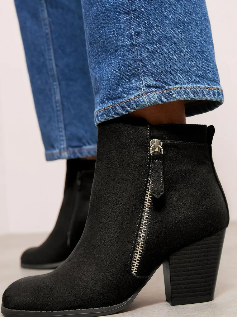 Friends Like These Wide Fit Stacked Heel Faux Suede Cuban Ankle Boots^Women Wide Fit & Extra Wide Fit|Heels