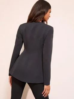 Clearance Friends Like These Collarless Button Front Blazer Black