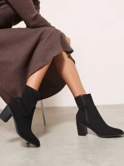 Friends Like These Faux Suede Mid Heel Western Style Smart Sock Ankle Boots^Women Boots & Wellies|Boots