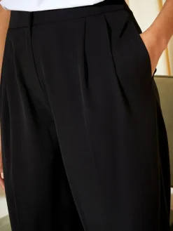 Hot Friends Like These Black Tall Premium Elastic Back Tailored Wide Leg Trousers