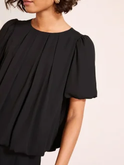 Friends Like These Short Sleeve Bubble Hem Pleated Blouse^Women Blouses & Shirts