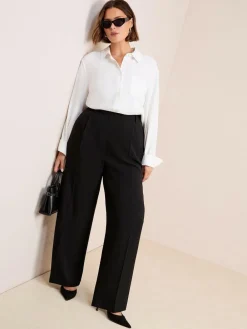 Friends Like These Curve Premium Elastic Back Tailored Wide Leg Trousers^Women Pants